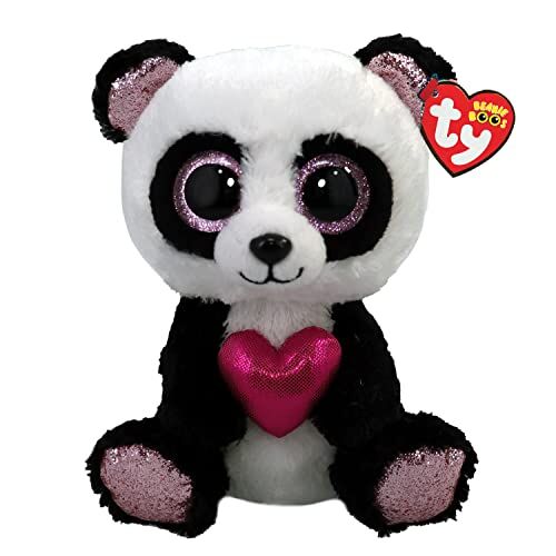 Ty Beanie Boo's-Peluche Esme Le Panda 15 cm-36538, 36538, Bianco, Nero, Rosa, Small