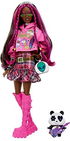 Barbie Bambola  Extra Minis Boutique, playset con bambola, set guardaroba  con abiti e accessori, Giocattolo per Bambini 3+ Anni, HHN15