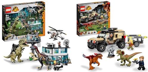 Lego 76949 Jurassic World l’Attacco del Giganotosauro e del Terizinosauro, Dinosauri Giocattolo e 6 Minifigure, Giochi per Bambini & 76951 Jurassic World Trasporto del Piroraptor e del Dilofosauro