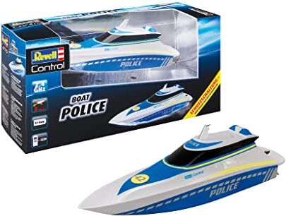 Revell Control 24138 Police Boat I telecomandato RC Boat I per bambini e adulti da 8 anni I con batteria agli ioni di litio per ore di azione I con telecomando ergonomico a pistola I 2,4 GHz