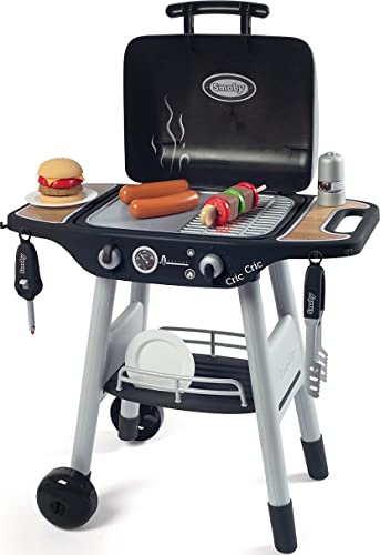 Smoby Barbecue, 7600, 3 Anni, con Griglia e Piastra, con 18 Accessori, Sistema Magic Flame