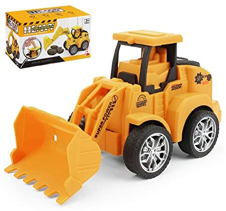 LiRiQi Bulldozer, bulldozer giocattolo meccanico, veicoli da cantiere giocattolo. Confezione regalo. In plastica ABS non tossica, basta premere la parte superiore per farlo partire