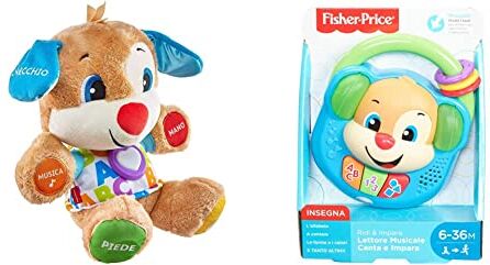 Fisher Price Il Cagnolino Smart Stages Ridi e Impara, Morbido Peluche Educativo con Luci & Lettore Musicale Canta e Impara, Giocattolo Elettronico Ridi per Bambini 6-36 Mesi