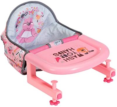 BABY born Seggiolone  Accessori di alta qualità per bambole da 36 e 43 cm Include un seggiolone che si adatta alla maggior parte dei tavoli 15-40 mm Età: 3+ anni