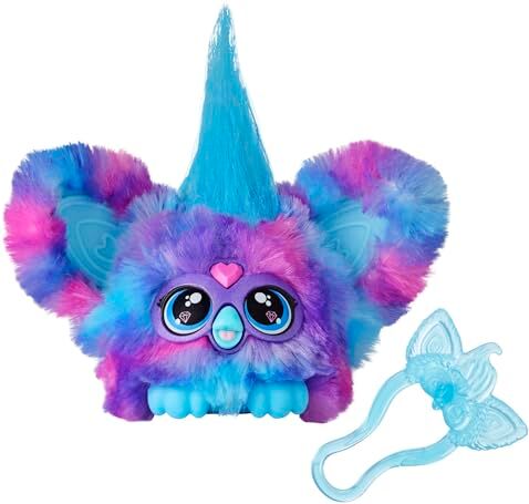 Furby Furblets, Luv-Lee, amico in miniatura, più di 45 suoni, musica K-Pop e frasi Furbish, peluche elettronico per bambine e bambini dai 6 anni in su, viola e blu