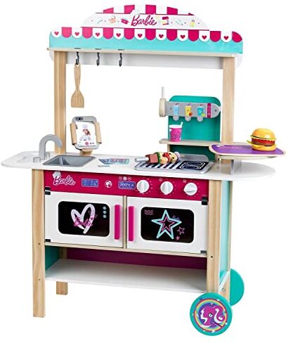 Klein Theo   Ristorante Bistrò di Barbie in Legno (MDF), con Griglia, Forno e Frigorifero, Accessori da Bistrò Inclusi, Giocattolo per Bambini dai 3 Anni in su