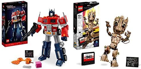 Lego 10302 Icons Optimus Prime, Modellino da Costruire 2in1 del Leader dei Transformers & 76217 Marvel Io Sono Groot, Set Costruzioni