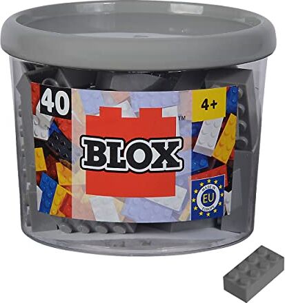 Simba Blox, 40 mattoncini grigi per bambini dai 3 anni in su, 8 pietre, in scatola, di alta qualità, completamente compatibili con molti altri produttori