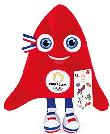 Doudou et Compagnie Peluche Phryge 25 cm Mascotte Ufficiale JO PARIS 2024 Mascotte dei Giochi Olimpici e Paralimpici Parigi 2024 Forma Berretto Frigio Rosso 25 cm