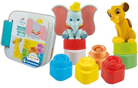 Clementoni Soft Clemmy Disney Simba & Dumbo Playset Costruzioni Prima Infanzia, Mattoncini Morbidi Clemmy, Blocchi Bambini 6 Mesi, Gioco Sensoriale, Impilabili, Lavabili, Made in Italy