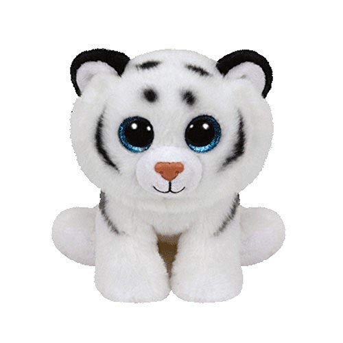 Ty Beanie Babies Cane Tundra Tigre bianca Peluche, 15 cm, Pupazzo con occhioni glitter