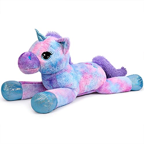 Yeqivo Giocattoli di Unicorno Gigante Peluche Animali di Peluche di Unicorno Viola Grande Arcobaleno Unicorn Plush （Blu,60CM）