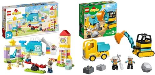 Lego 10991 DUPLO Il Parco Giochi dei Sogni, Giochi di Costruzioni & 10931 DUPLO Town Camion e Scavatore Cingolato, Giochi da Cantiere con Veicoli Giocattolo