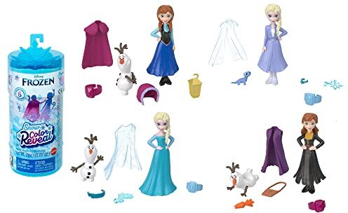 Mattel Disney Frozen Snow Color Reveal, Bambola con 6 sorprese tra cui un personaggio, ispirata ai film Disney, Giocattolo e regalo per Bambini 3+ Anni,