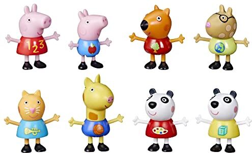 Peppa Pig , Confezione Giocattolo da 8 Action Figure, George Pig, Peggi Panda, Candy Gatto e Non Solo, dai 3 Anni in su, Multicolore, Esclusivo Amazon