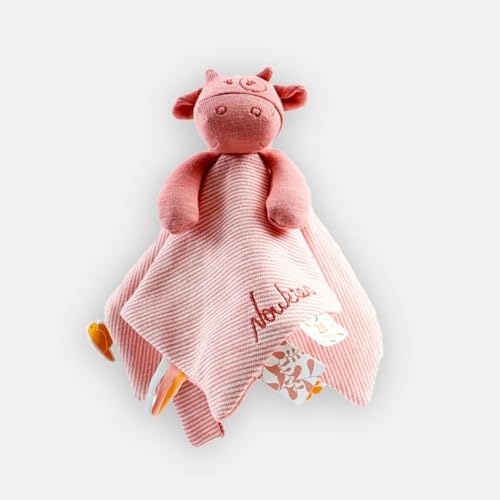 Noukie's Doudou Bambino Doudou in cotone biologico Lola la Mucca Multifunzionale Rosa 1 Unità