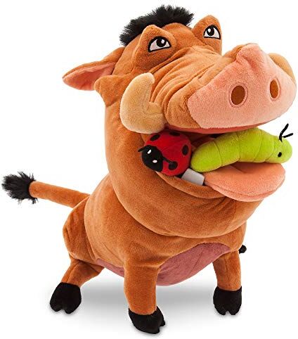 Disney Peluche medio morbido Pumba Store, Il Re Leone, 33 cm, personaggio coccoloso con dettagli ricamati, capelli soffici e insetti in bocca, adatto a tutte le età