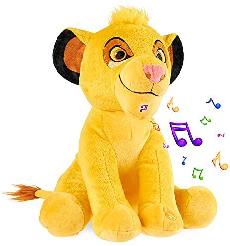 Disney Peluche Neonato Dumbo Simba Re Leone Stitch Peluche 28 cm Pupazzo Parlante Giocattoli Bambino 1 Anno + (Giallo Simba)