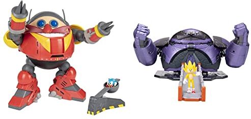 Sonic The Hedgehog Playset Batalla Robot Gigante Eggman contra Sonic  & Sonic Movie Battaglia Finale Giant Eggman Robot playset Personaggi, Colore Blu, 9 x 4 x 16 Inches, 412734