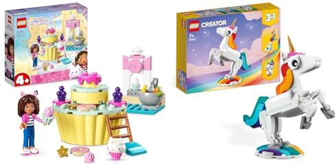 Lego 10785 La Casa delle Bambole di Gabby Divertimento in Cucina con Dolcetto & 31140 Creator Unicorno Magico con Arcobaleno, Set 3 in 1 con Fantastici Animali Giocattolo