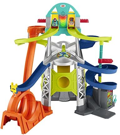 Fisher Price , Little People, Mega Torre Scontri e Sfide, Pista con Veicoli Giocattolo per Bambini 18+Mesi,