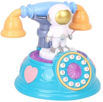 qiyifang Giocattolo retrò per telefono fisso con filo, design astronauta, giocattolo rotativo per telefono fisso per bambini, per scrivania, camera da letto, soggiorno, decorazione