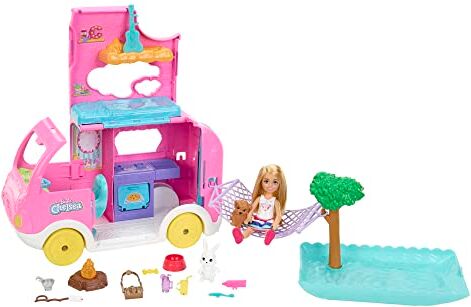 Barbie BRB CHEL Ndv, Chelsea Veicolo 2 in 1 Camper Giocattolo, Colore ‎Multicolore, Taglia Unica,