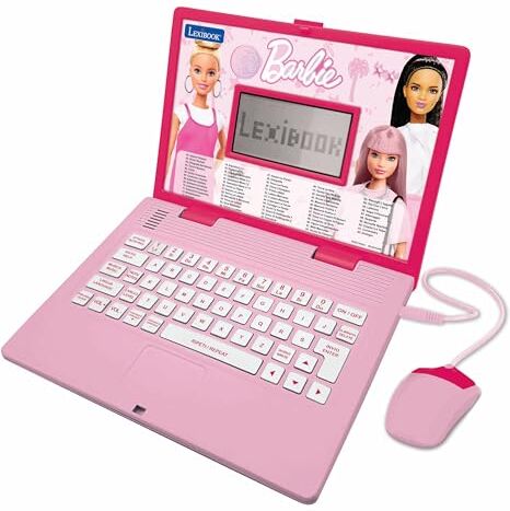 Lexibook Barbie, Laptop educativo e bilingue in Inglese/Italiano, Giocattolo per Bambini con 124 attività per Imparare, Giochi e Musica, Rosa, Colore,