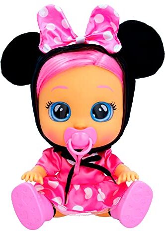 Cry Babies Dressy Minnie, Bambola Interattiva che Piange Lacrime Vere con Capelli Da Acconciare, Vestiti Da Indossare e Accessori per Giocare, Giocattolo Per Bambini e Bambine da +18 Mesi