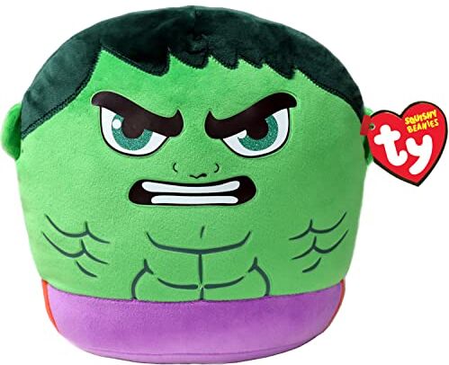 Ty Squishy Beanies Collezione Marvel, Hulk, Tutti i Tuoi Eroi Preferiti a Forma di Morbido Cuscino di Peluche da Collezionare, Idea Regalo per Grandi e Piccini 33 cm T