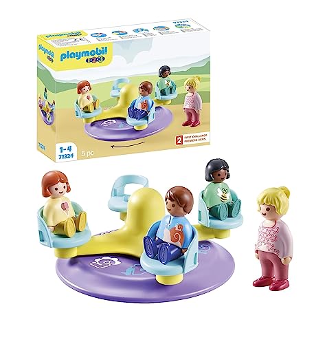 Playmobil Giostra per bambini, conoscere i numeri, ricerca e narrazione per i piccoli per scoprire le funzioni base, giocattolo per bambini dai 5 mesi in su