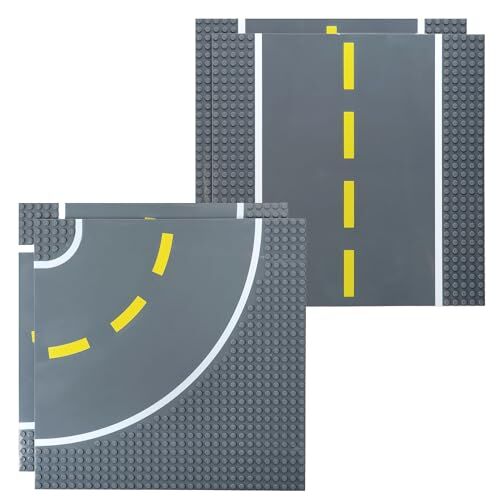 Strictly Briks basi per costruzioni con funzione strada 100% compatibili con tutte le principali marche per strade, città e garage 4 basi (2 curve e 2 dritte) 25,4 x 25,4 cm