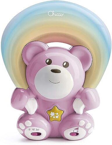 Chicco Rainbow Bear Proiettore Musicale, Luce Notturna Bambini e Neonati, Orsetto con Musica Rilassante e Proiezione Arcobaleno a Larghezza e Direzione Regolabile Giochi Neonati 0+ Mesi