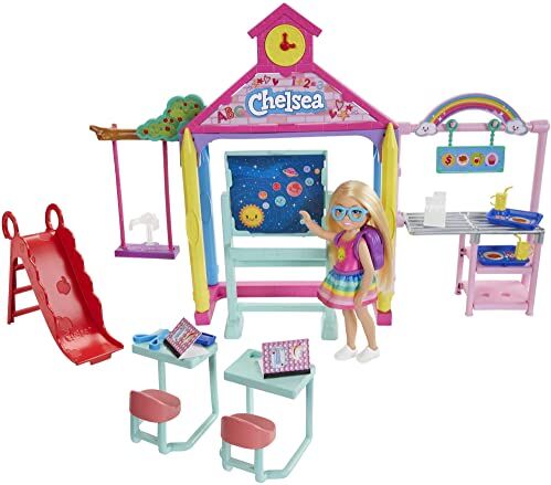 Barbie La Scuola di Chelsea Playset con Bambola, Giocattolo per Bambini 3+ Anni,