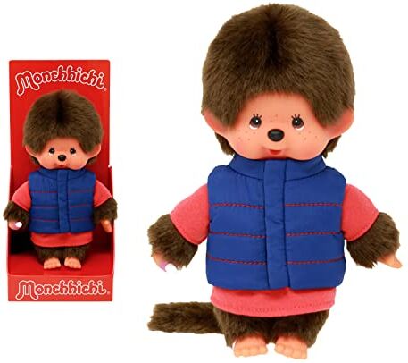 Bandai Monchhichi Peluche Monchhichi piumino Peluche iconico degli anni 80 Peluche dolcissimo 20 cm per bambini e adulti