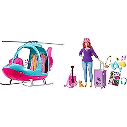 Barbie Daisy, Bambola Curvy Con Capelli Rosa, Gattino & Fwy29 L'Elicottero Per Bambole, Rosa E Azzurro Con Elica Che Gira, Giocattolo Per Bambini 3 + Anni