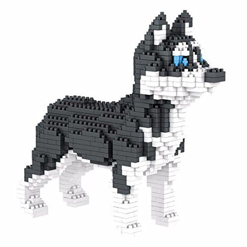 Atomic Cane Siberian Husky. Figura da Costruire con Nano mattoncini. 950 Pezzi.