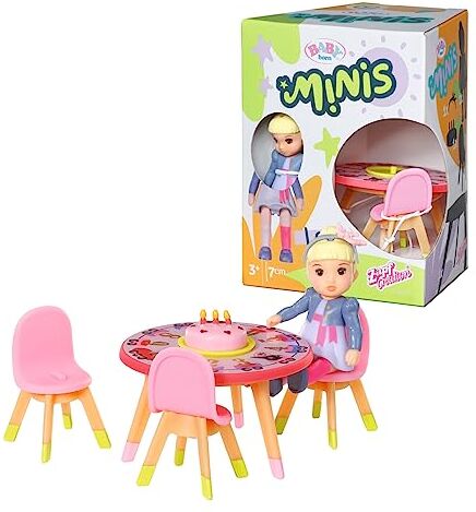 BABY born Minis Playset Buon compleanno Lea  Bambola di 7 cm con accessori e corpo mobile per un gioco realistico Adatto a bambini dai 3 anni in su