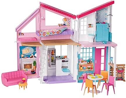 Barbie Casa di Malibu Casa di  Malibu Playset Trasformabile con Plug-and-Play Oltre 25 Accessori 60 Cm Regalo per Bambini da 3+ Anni,