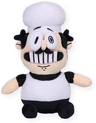 Nesloonp Peluche Pizza,Pizza Chef Peluche Bambola Giocattolo 25cm Bianco E Nero Morbido Gioco Serie Bambola Carino Bambola Giocattoli Educativi Per Gli Adulti e Gli Amanti Del Gioco