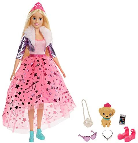 Barbie Princess Adventure, Bambola Abito da Principessa e Tanti Accessori, Giocattolo per Bambini 3+ Anni,