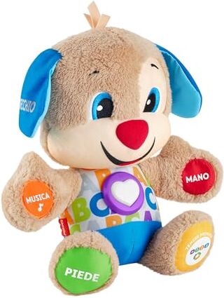 Fisher Price Il Cagnolino Smart Stages Ridi & Impara, morbido peluche educativo per imparare le prime paroline, con 75+ canzoni, luci e melodie, 6+ mesi, Versione italiana,