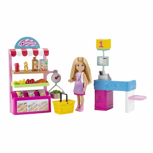Barbie Playset Chiosco degli Snack con Bambola Chelsea e più di 15 Accessori, Giocattolo per Bambini 3+Anni,