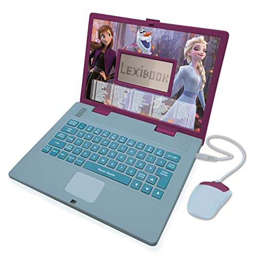 Lexibook Disney Frozen 2 Computer portatile educativo bilingue francese/inglese-124 attività per divertimento e apprendimento interattivo-Matematica, Logica, Musica, Orologio