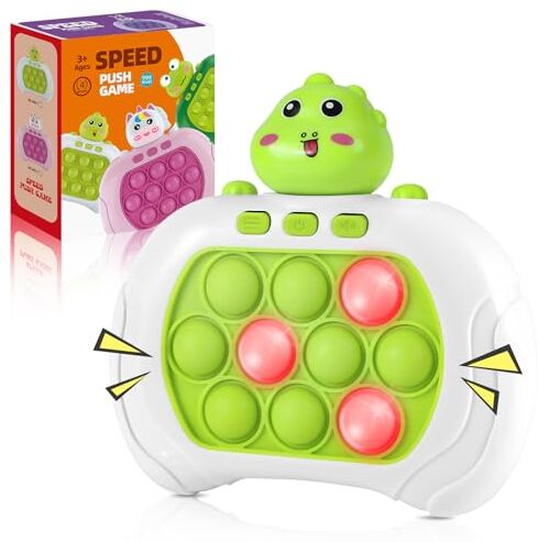 SUPER JOY Pop It Elettrico – Fidget Toys Pop It Gioco Quick Push Bubble Game Popet Elettrico Pop Up Gioco Speed Push Game Mini Handheld Controller Game for Boy Girl Teen Kids Dinosauro