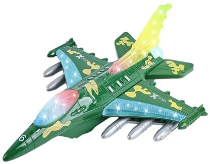 Generic Aeroplano Giocattolo per Bambini, Aeroplano Giocattolo con Luci E Musica, Divertente Gioco Portatile, Giocattolo da Viaggio, Aeroplano Elettrico Gioca, Verde