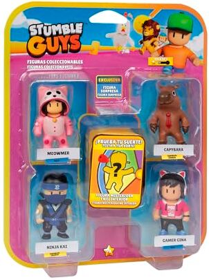 Bizak Stumble Guys Confezione da 5 Figure d'azione 6 cm Set 4, 4 gruppi di personaggi da collezionare, Licenza ufficiale del videogioco di abbattimenti, Adulti Fan e ragazzi o ragazze da 8 anni,