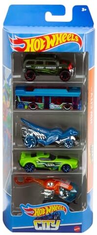 Hot Wheels Confezione da 5 Veicoli, macchinine Scala 1:64 con Dettagli Autentici, Scegli tra i temi e i Modelli e collezionale Tutte, Giocattolo per Bambini, 3+ Anni, 0