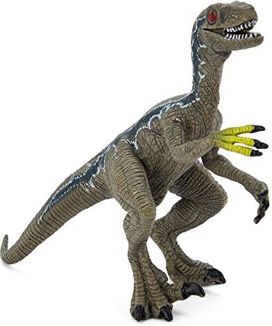 Zappi Co Bambini Velociraptor Blu/Grigio Dinosauro Giocattolo (lunghezza 14 cm) Collezione di dinosauri realistici e dettagliati per bambini Figure d'azione per il gioco e l'apprendimento