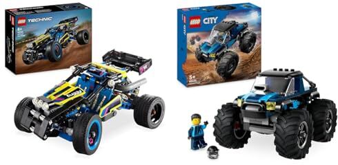 Lego Technic Buggy da Corsa, Macchina Giocattolo per Bambini, Bambine & City Monster Truck Blu, Giocattolo Fuoristrada Off-Road da Costruire